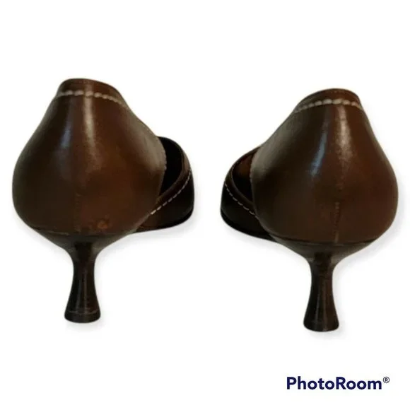 Salvatore Ferragamo Womens Brow Leather Kitten Heels Size 6 - Picture 4 of 9